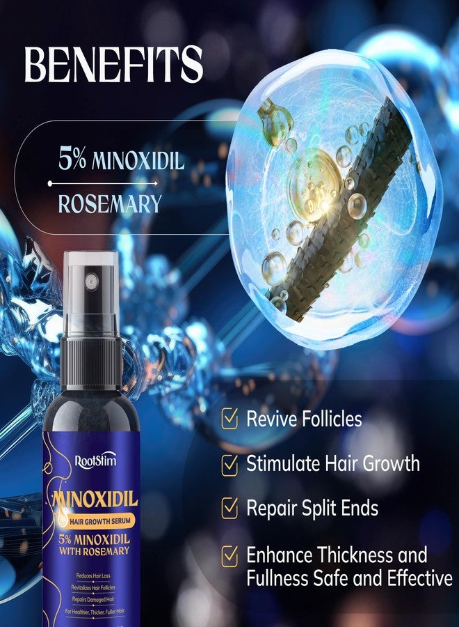 RootStim 5% Minoxidil Hair Growth for Men and Women: Extra Strength Minoxidil Hair Loss Treatment Serum with Rosemary for Faster Stronger Thicker Hair Growth 60ML - Image 2